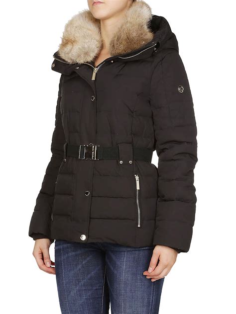 michael kors insulated winter jacket with fur hood bottons|michael kors rain jacket women.